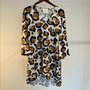 Emily Mc Carthy Leopard Print V-Neck Dress